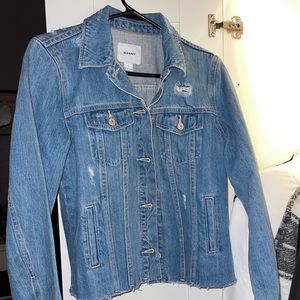 Light blue distressed denim jacket